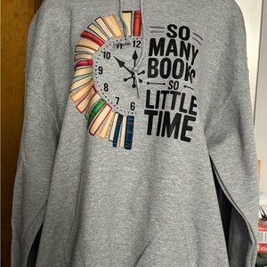 Gray Hoodie with Book Clock Design